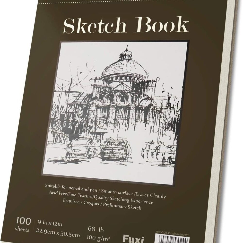 9" x 12" Sketch Book, Top Spiral Bound Sketch Pad, 100 Sheets 68lb/100gsm Acid-F